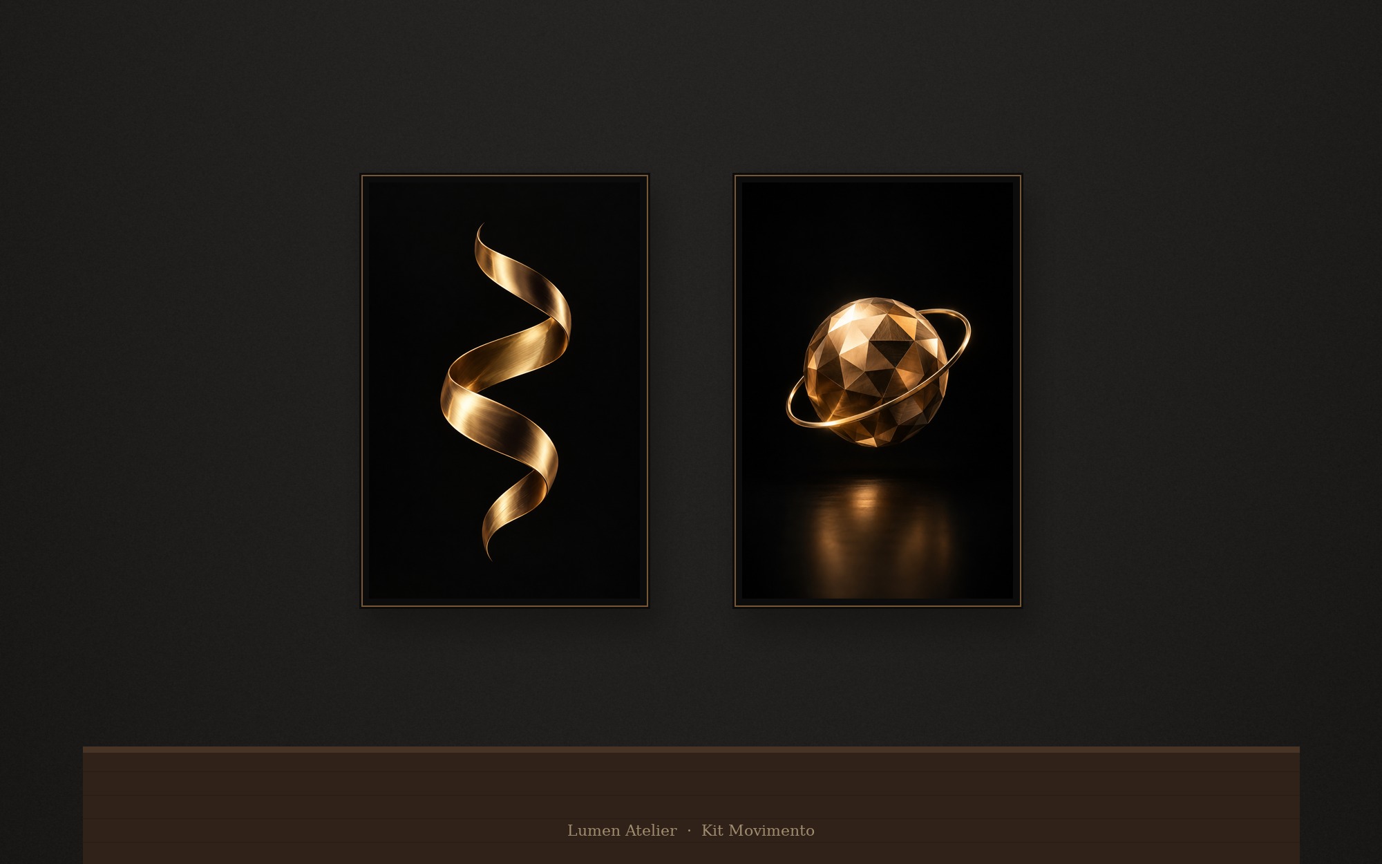 Kit 2 Quadros Geométricos Bronze e Preto — Movimento