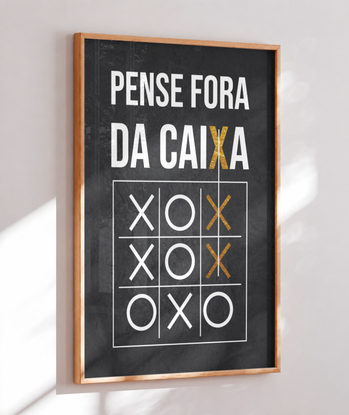Quadro Decorativo Pense Fora da Caixa – Jogo da Velha Moderno