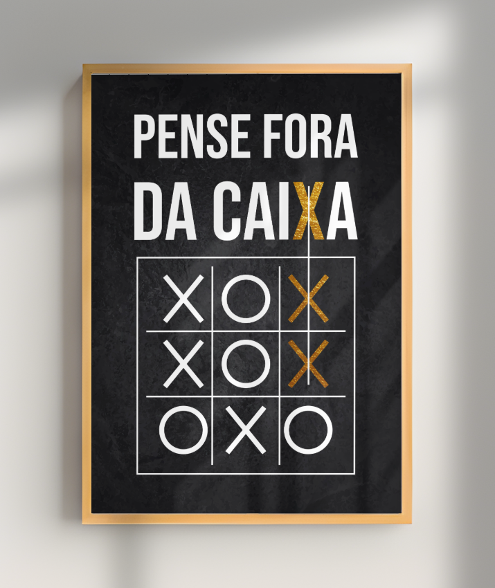 Quadro Decorativo Pense Fora da Caixa – Jogo da Velha Moderno