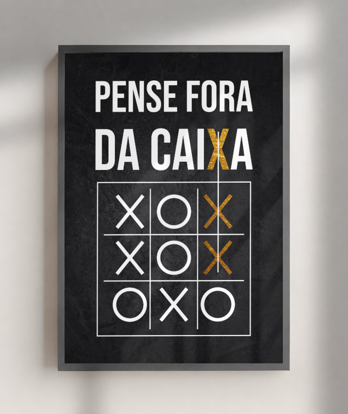 Quadro Decorativo Pense Fora da Caixa – Jogo da Velha Moderno