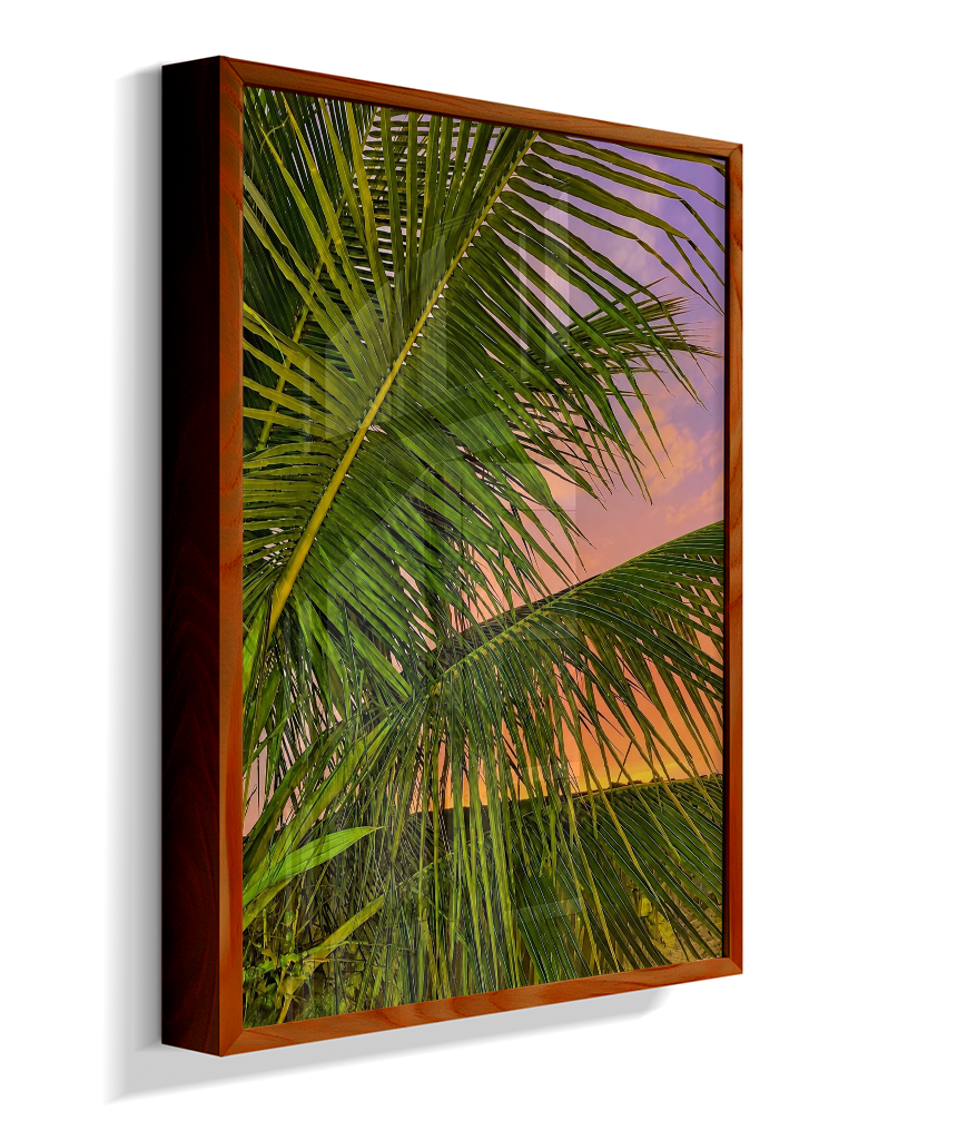 Quadro Decorativo de Palmeiras ao Pôr do Sol