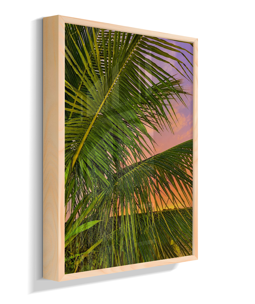 Quadro Decorativo de Palmeiras ao Pôr do Sol