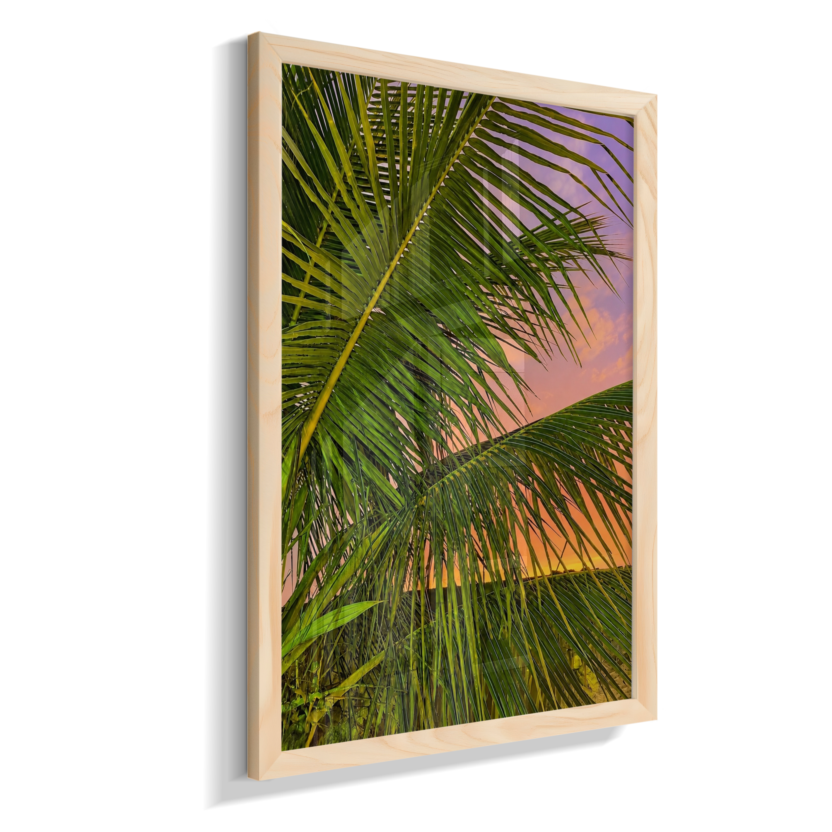 Quadro Decorativo de Palmeiras ao Pôr do Sol