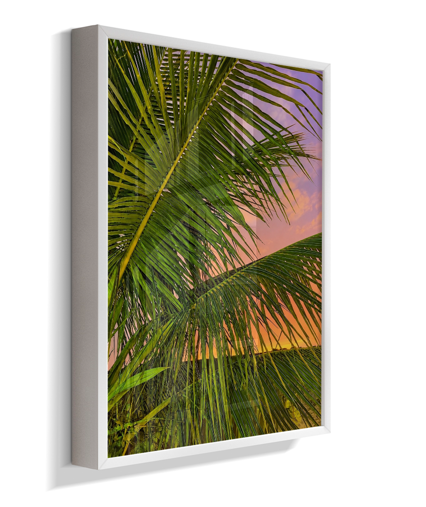 Quadro Decorativo de Palmeiras ao Pôr do Sol