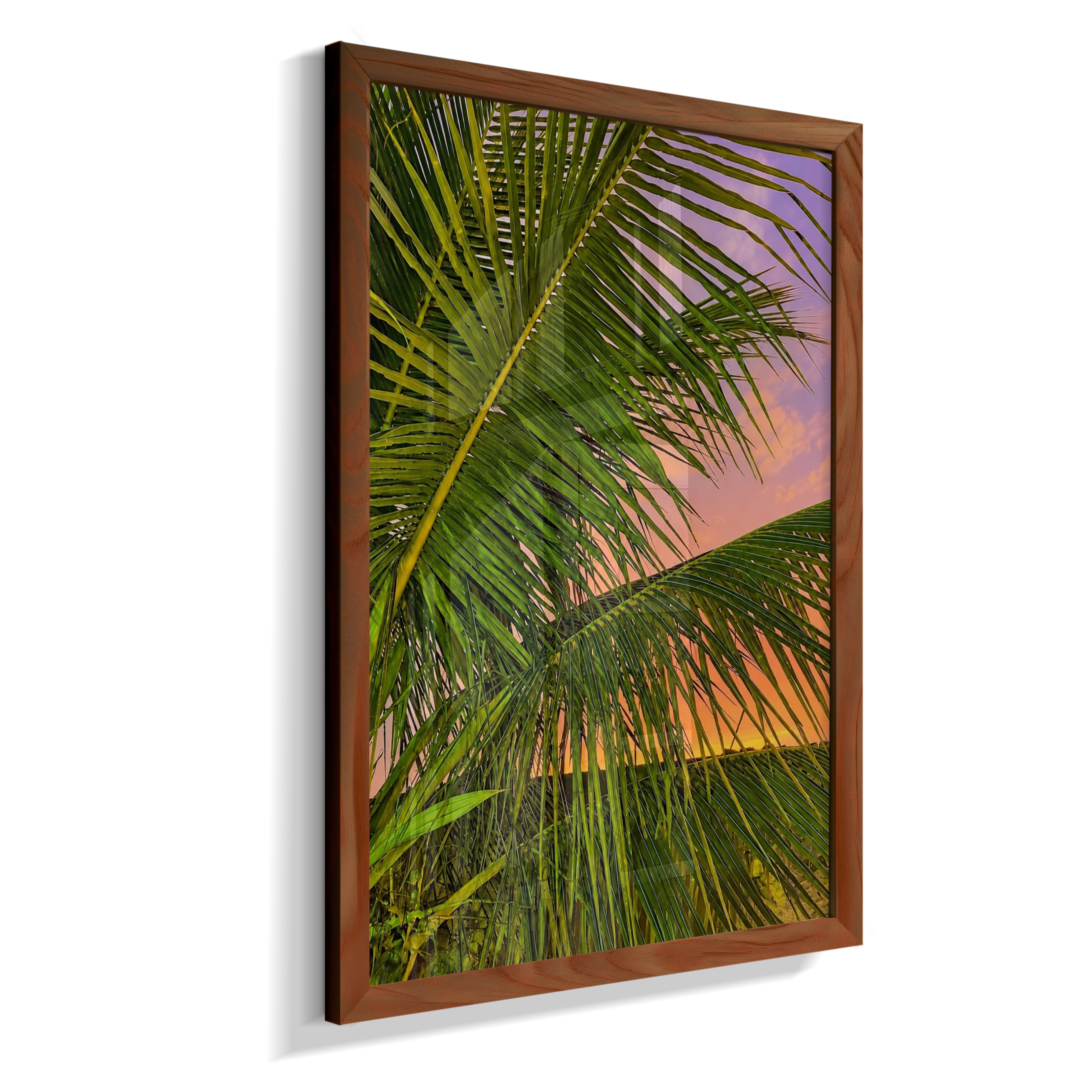 Quadro Decorativo de Palmeiras ao Pôr do Sol