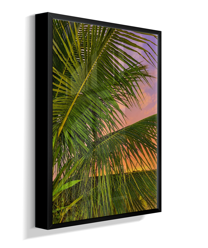 Quadro Decorativo de Palmeiras ao Pôr do Sol