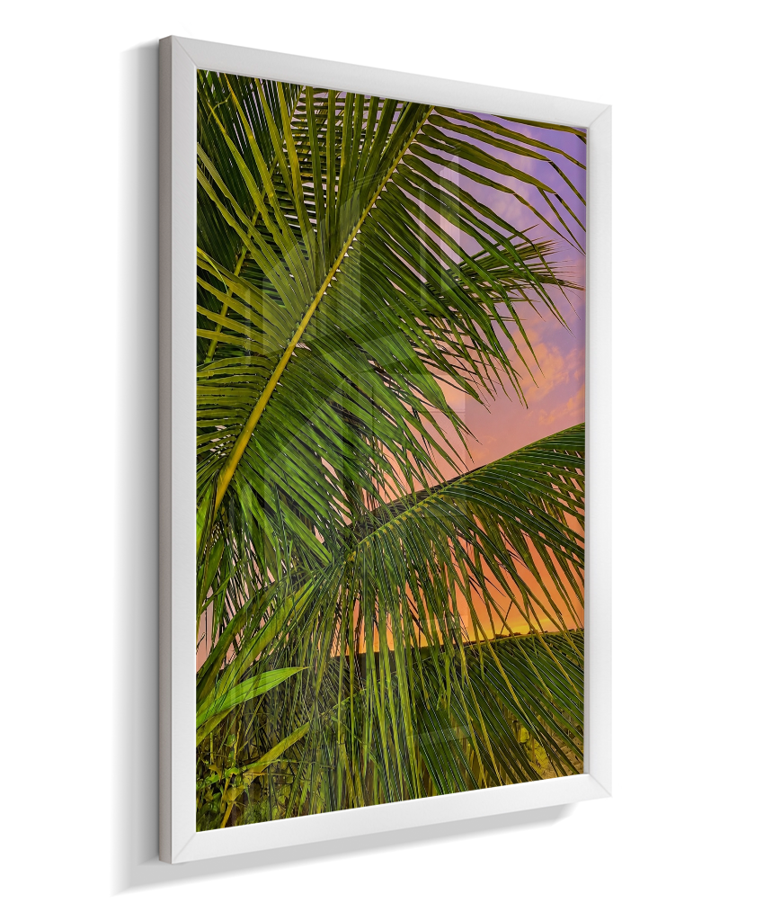 Quadro Decorativo de Palmeiras ao Pôr do Sol