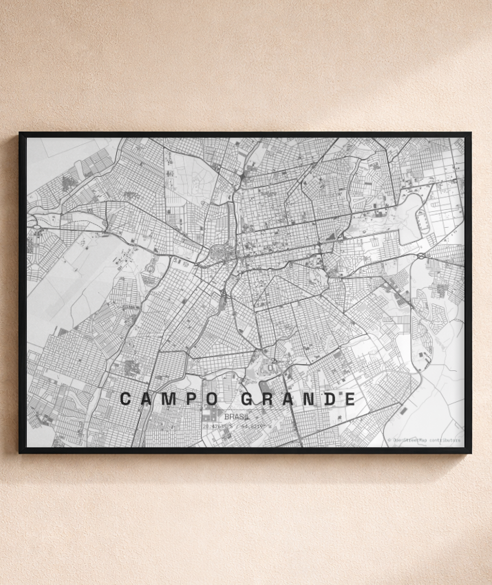Quadro Horizontal Mapa de Campo Grande
