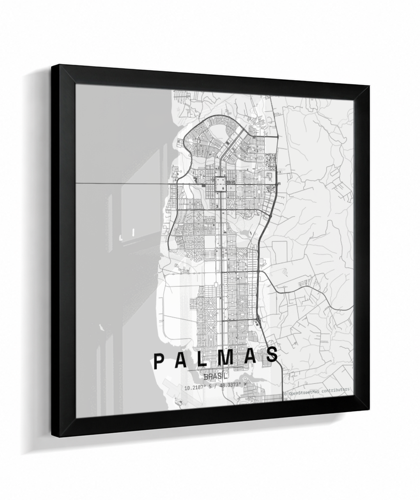 Quadro Mapa de Palmas - Quadrado