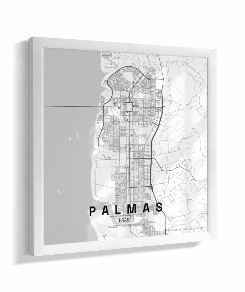Quadro Mapa de Palmas - Quadrado