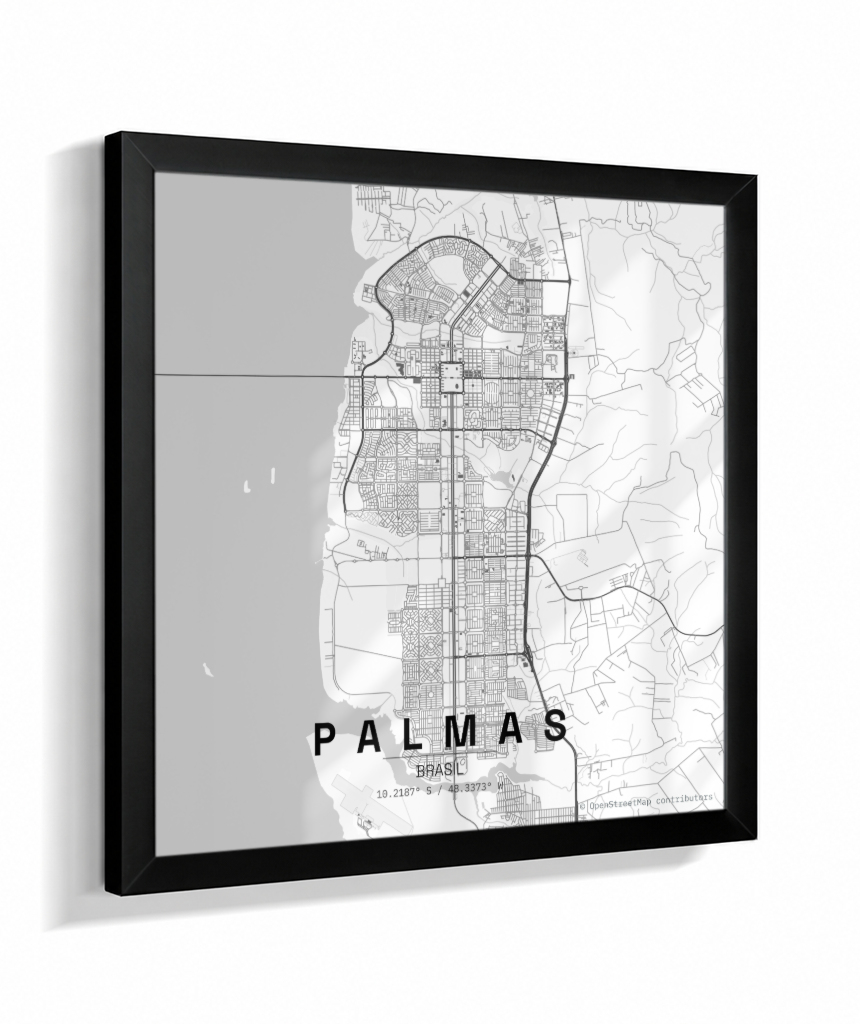 Quadro Mapa de Palmas - Quadrado