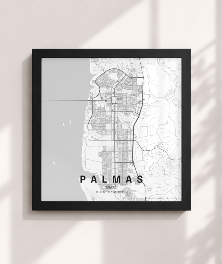 Quadro Mapa de Palmas - Quadrado