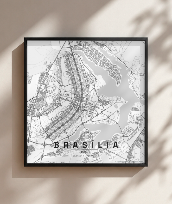 Quadro Quadrado Mapa de Brasília
