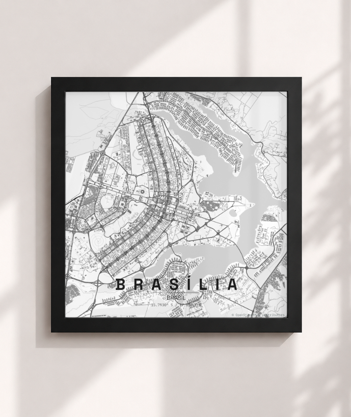 Quadro Quadrado Mapa de Brasília