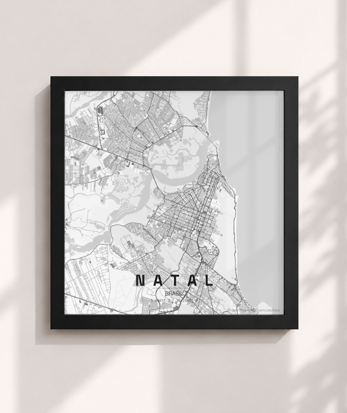 Quadro Mapa de Natal - Quadrado