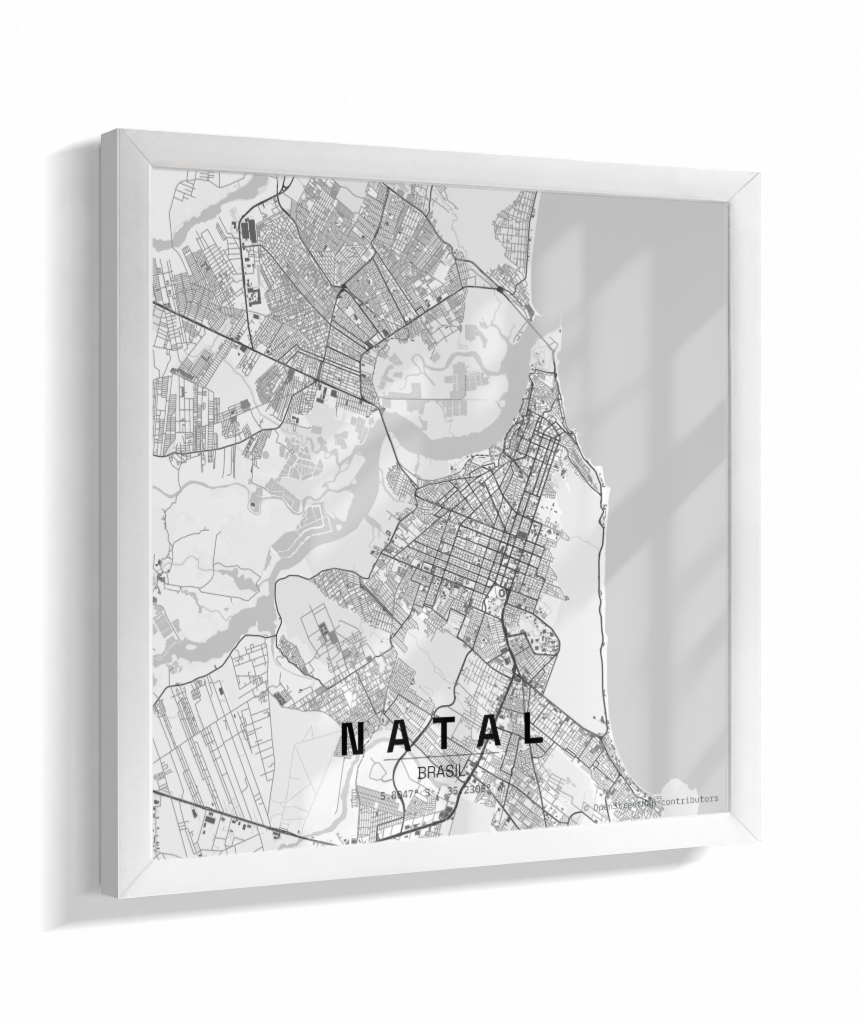 Quadro Mapa de Natal - Quadrado