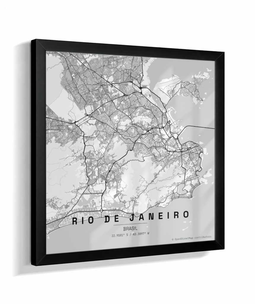 Quadro Mapa do Rio de Janeiro - Quadrado