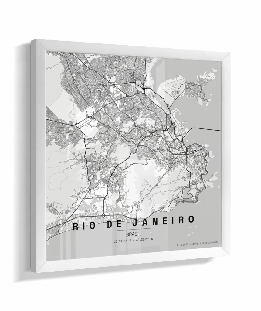 Quadro Mapa do Rio de Janeiro - Quadrado