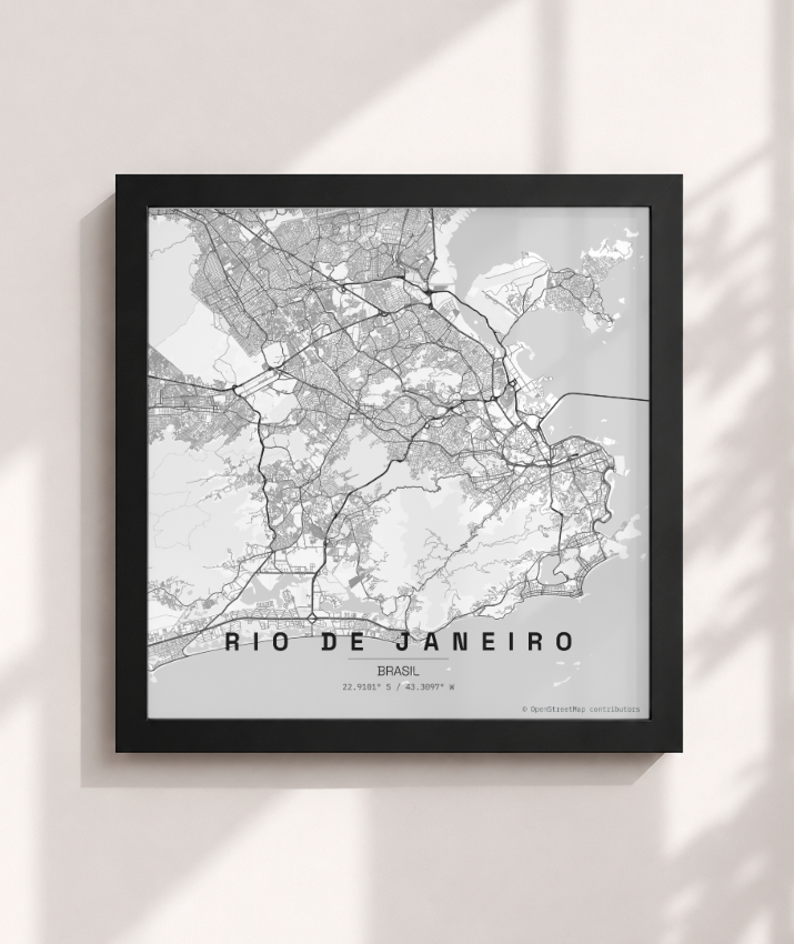 Quadro Mapa do Rio de Janeiro - Quadrado