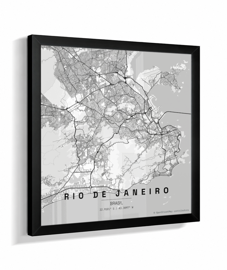 Quadro Mapa do Rio de Janeiro - Quadrado