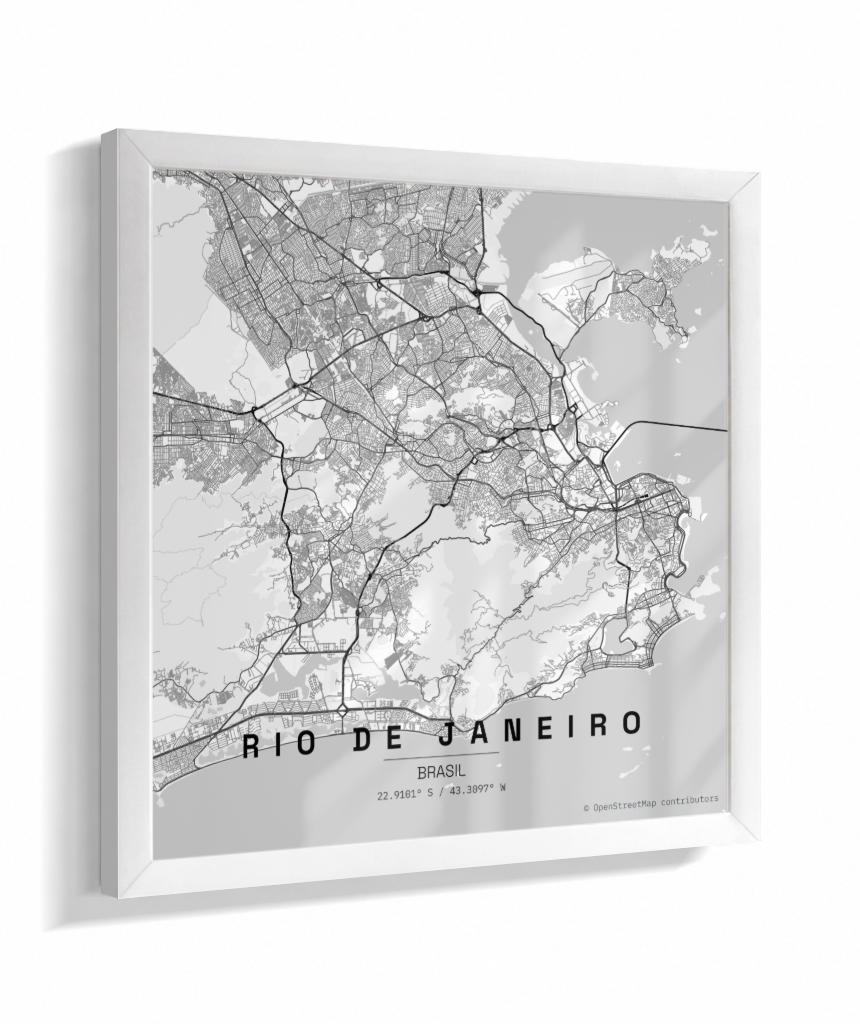 Quadro Mapa do Rio de Janeiro - Quadrado