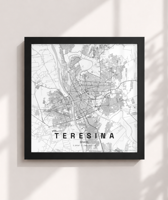 Quadro Mapa de Teresina - Quadrado