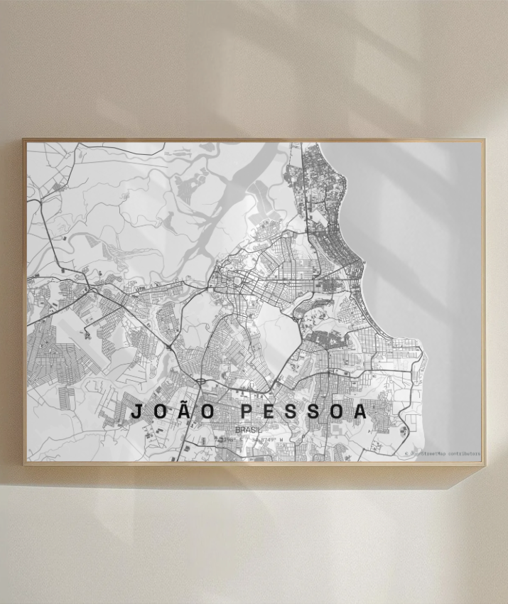 Quadro Mapa de João Pessoa - Horizontal