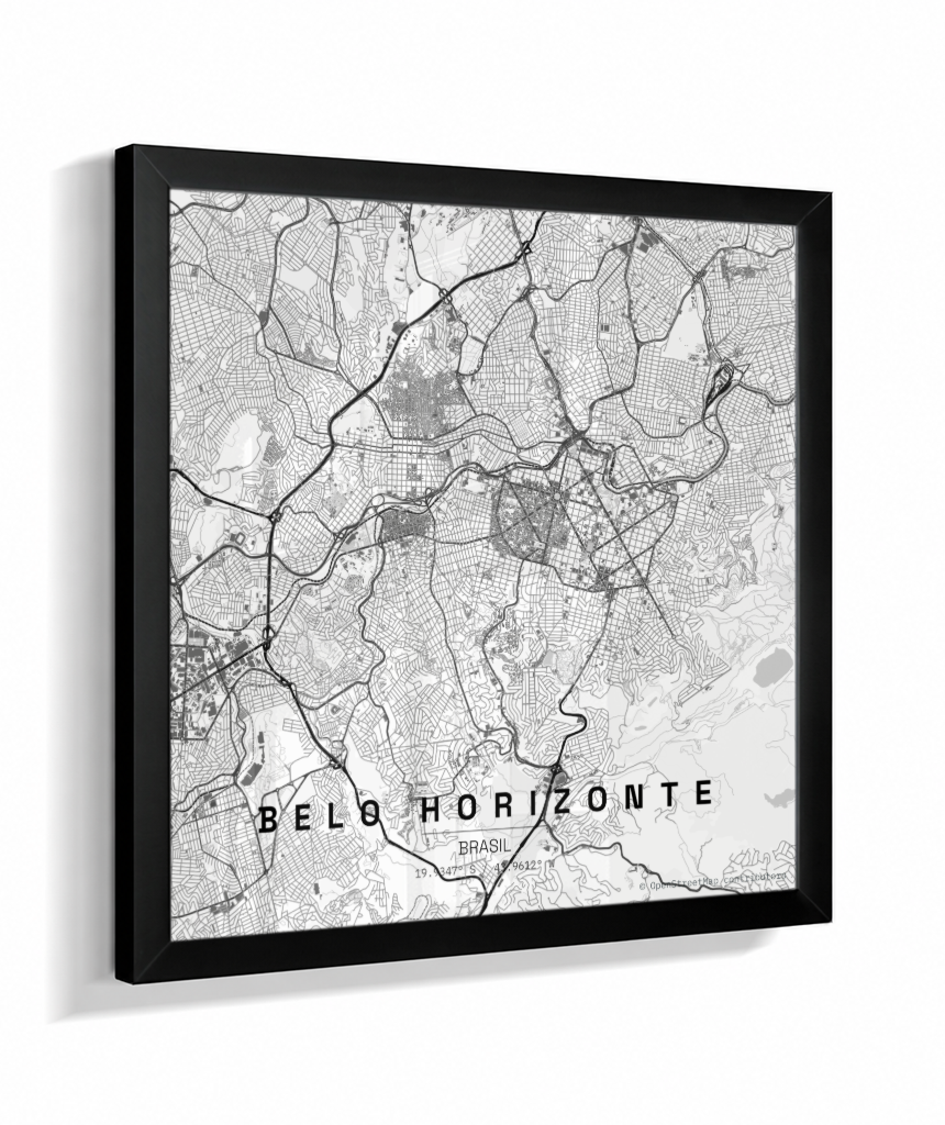 Quadro Mapa de Belo Horizonte - Quadrado