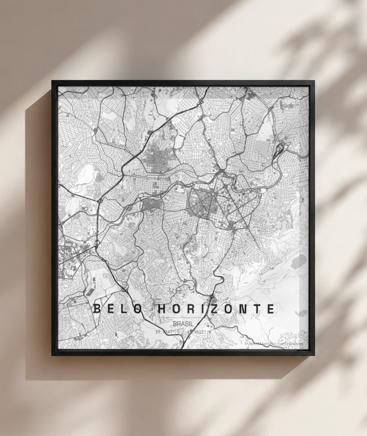 Quadro Mapa de Belo Horizonte - Quadrado