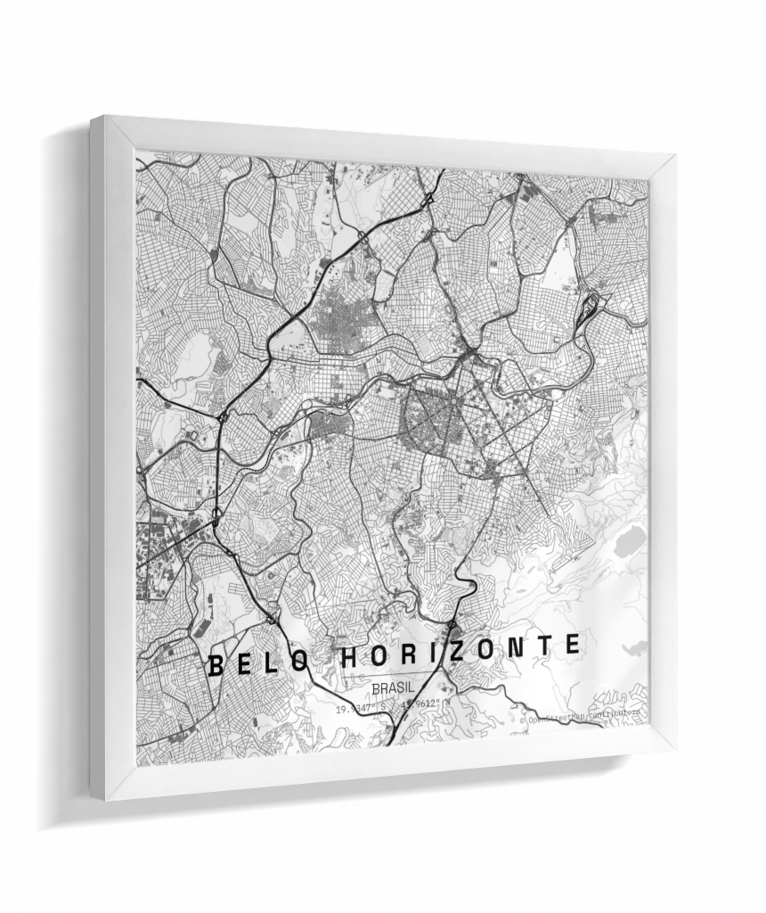 Quadro Mapa de Belo Horizonte - Quadrado