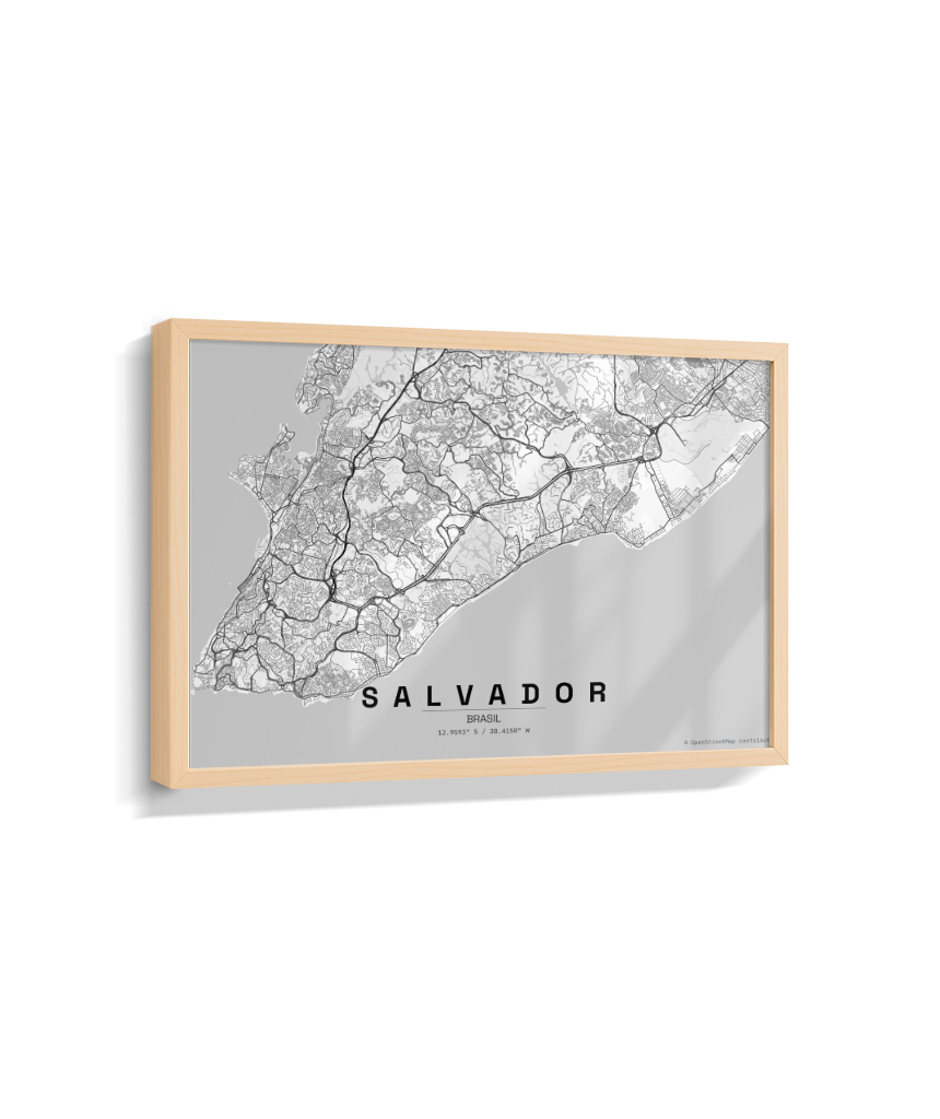 Quadro Mapa de Salvador - Horizontal
