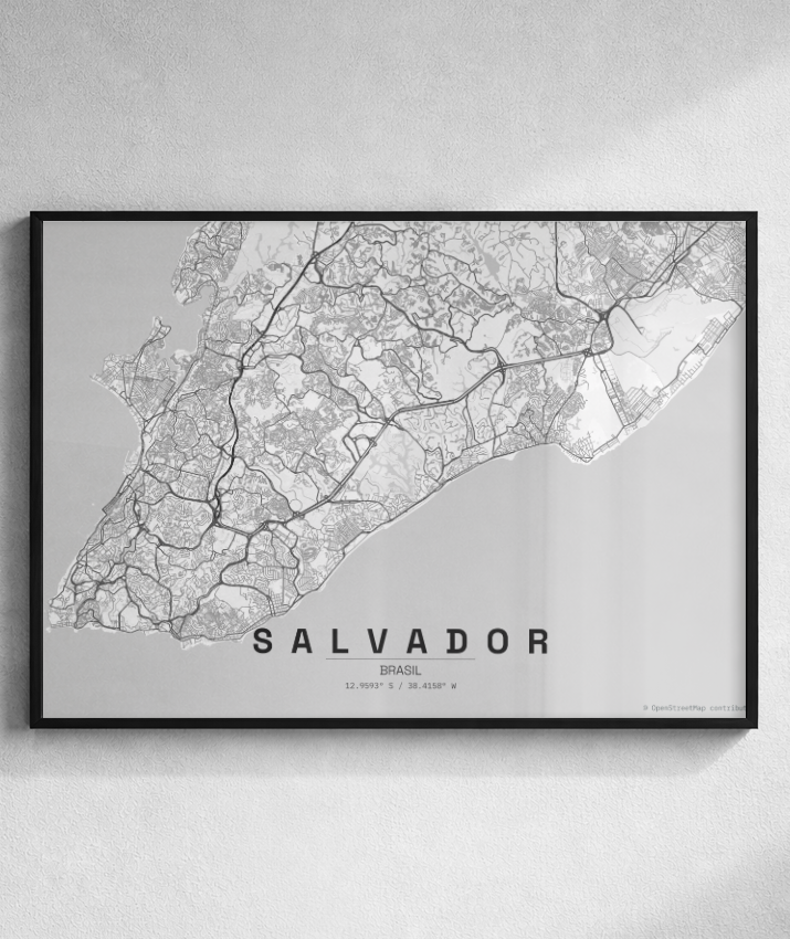 Quadro Mapa de Salvador - Horizontal