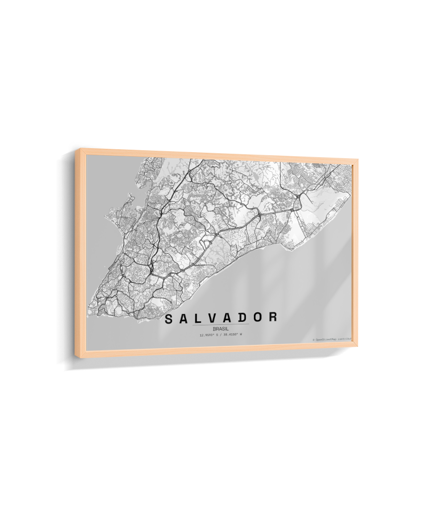 Quadro Mapa de Salvador - Horizontal
