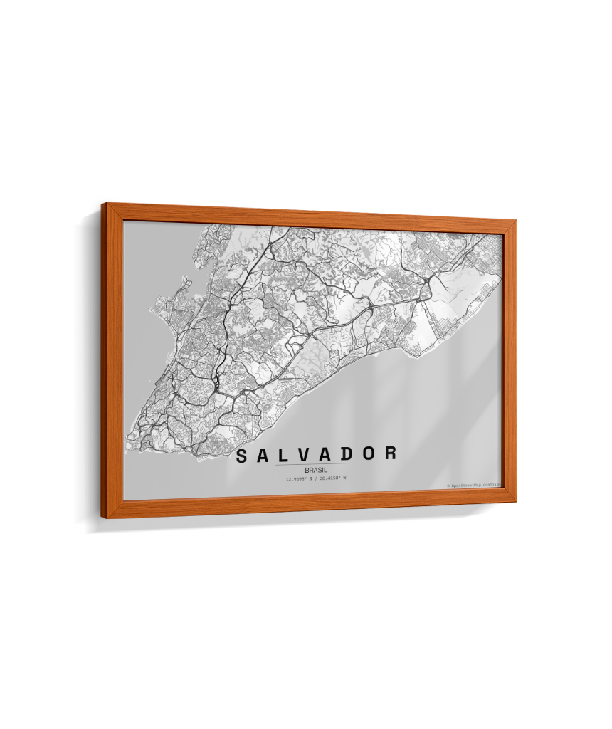 Quadro Mapa de Salvador - Horizontal