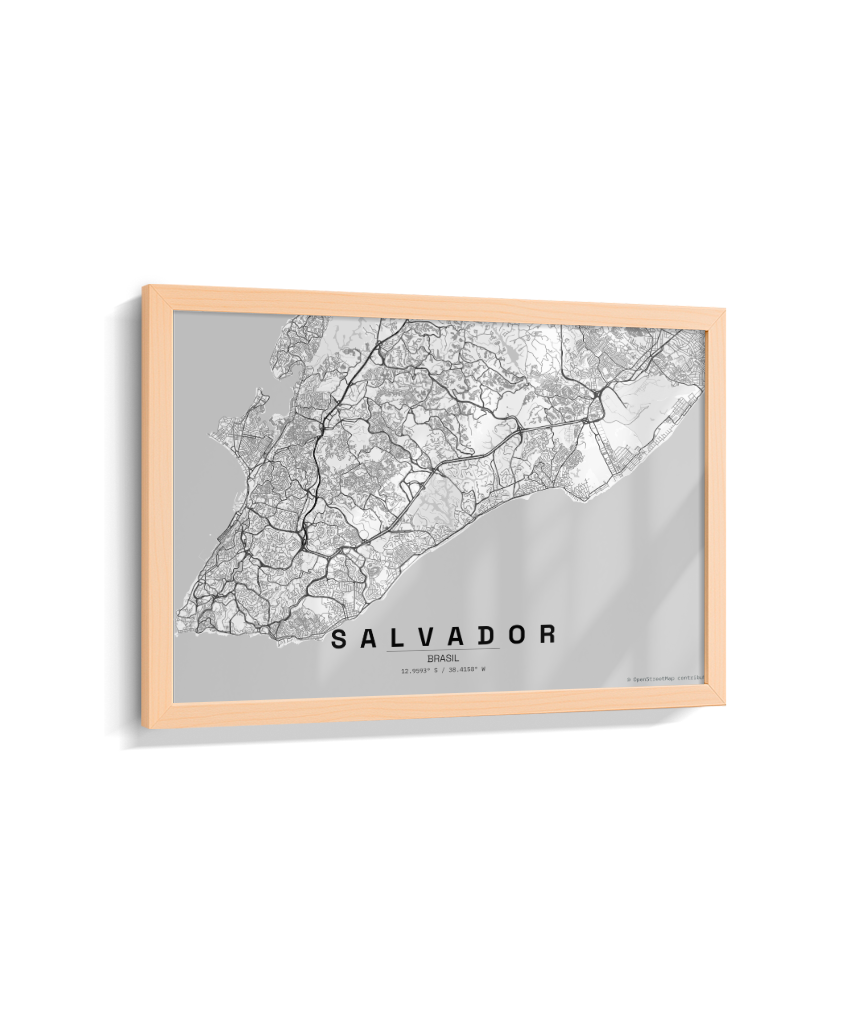 Quadro Mapa de Salvador - Horizontal