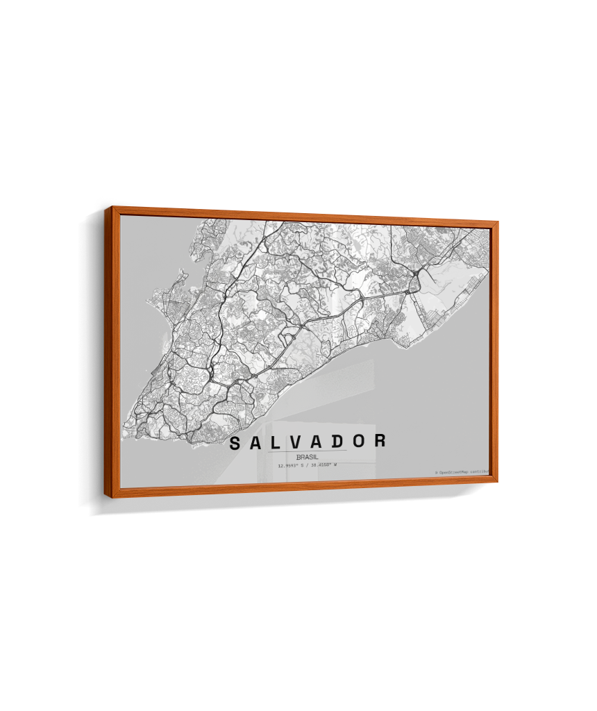 Quadro Mapa de Salvador - Horizontal