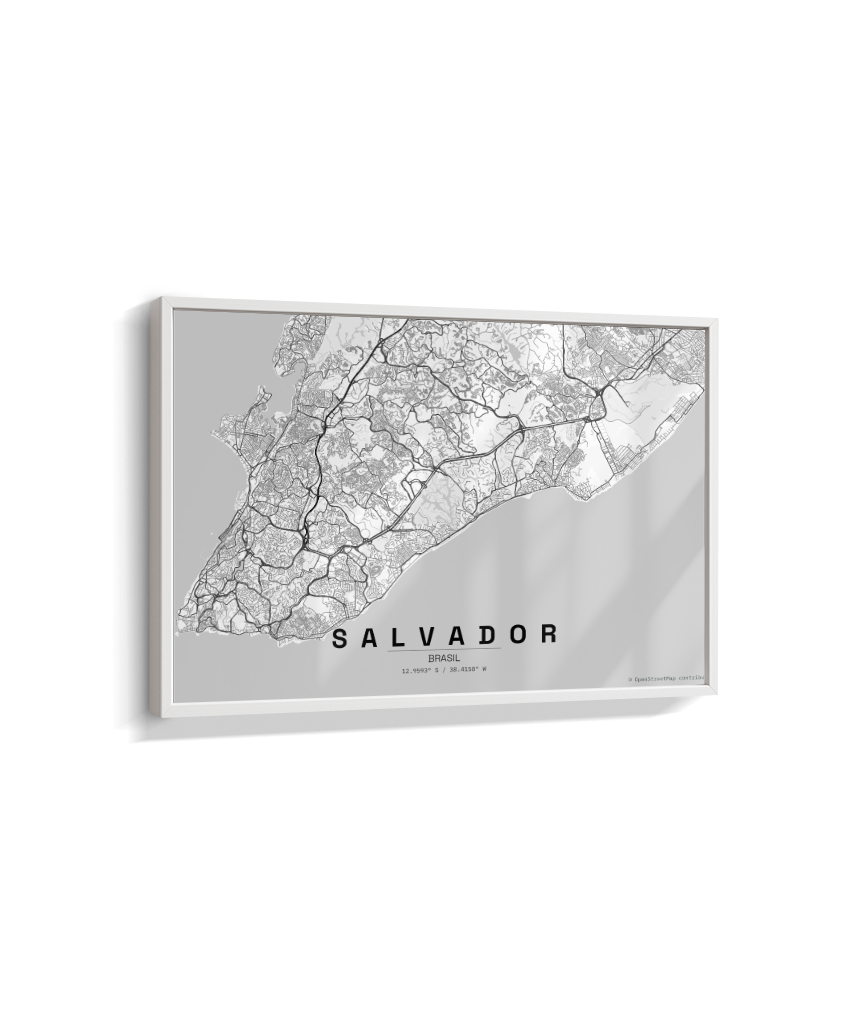 Quadro Mapa de Salvador - Horizontal