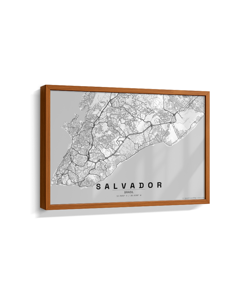 Quadro Mapa de Salvador - Horizontal