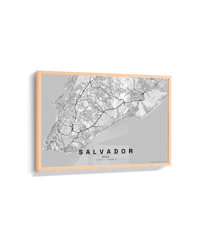 Quadro Mapa de Salvador - Horizontal