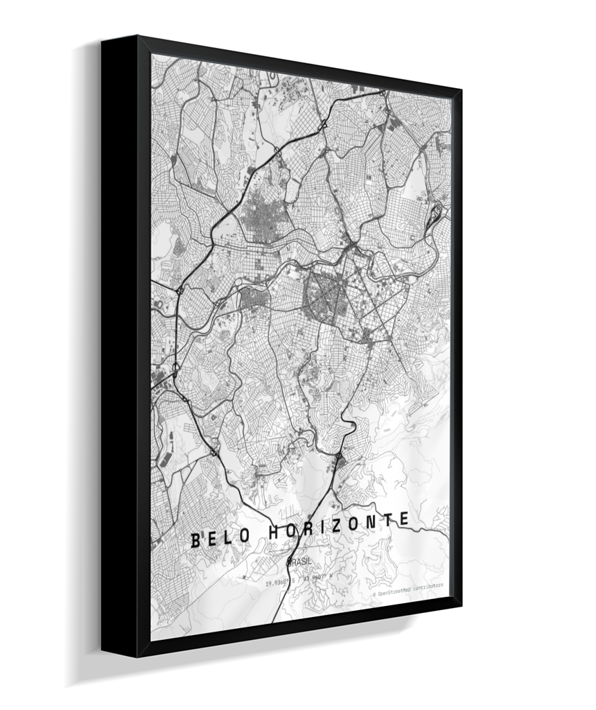 Quadro Mapa de Belo Horizonte - Vertical