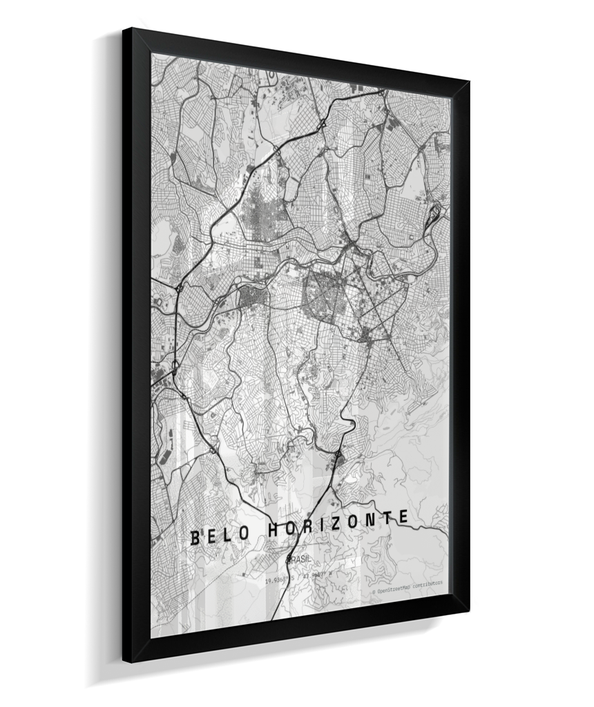 Quadro Mapa de Belo Horizonte - Vertical