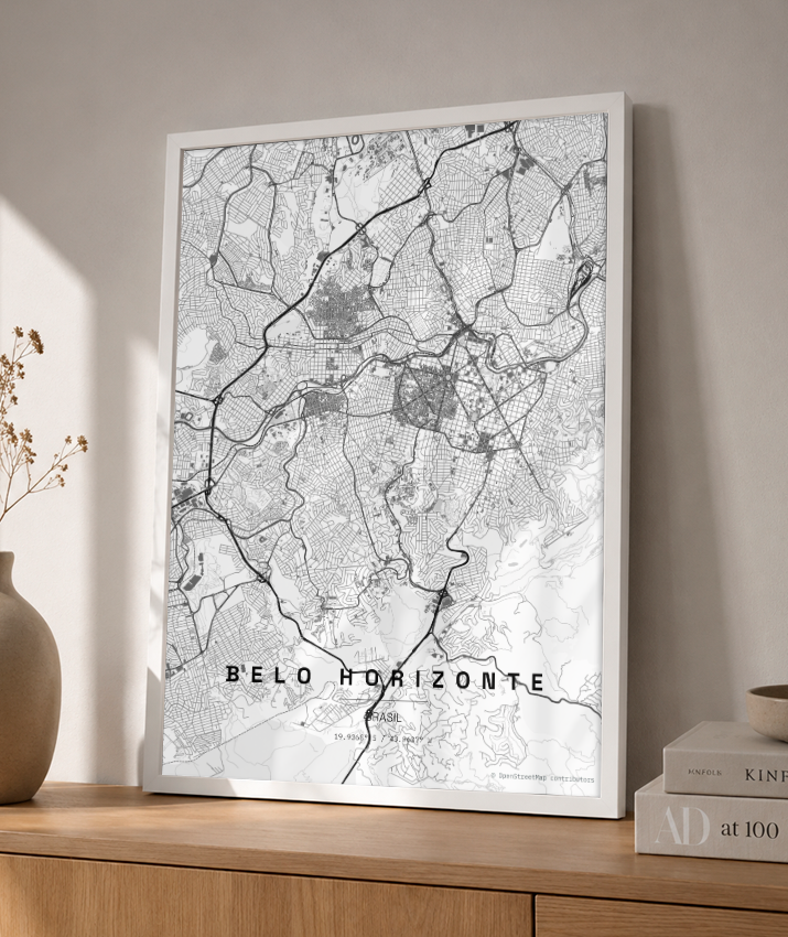 Quadro Mapa de Belo Horizonte - Vertical