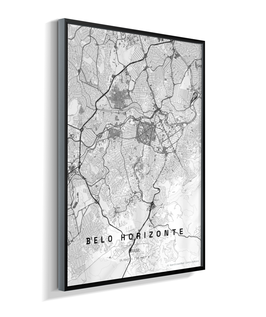 Quadro Mapa de Belo Horizonte - Vertical