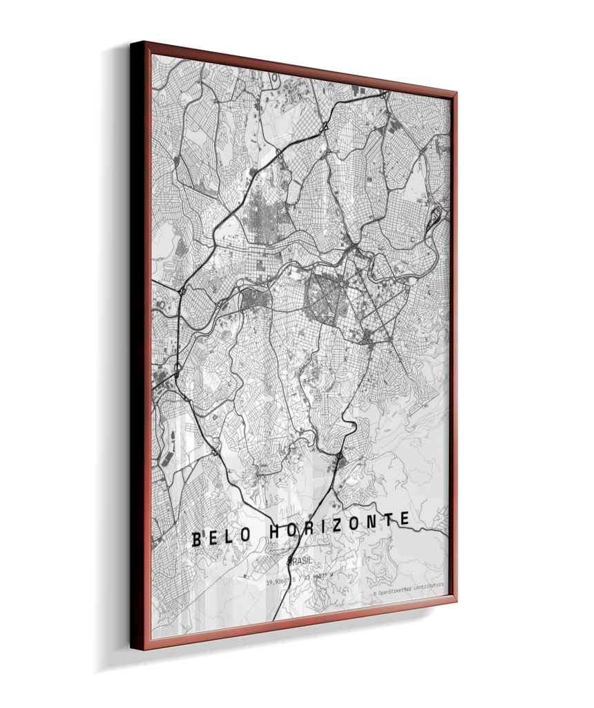 Quadro Mapa de Belo Horizonte - Vertical