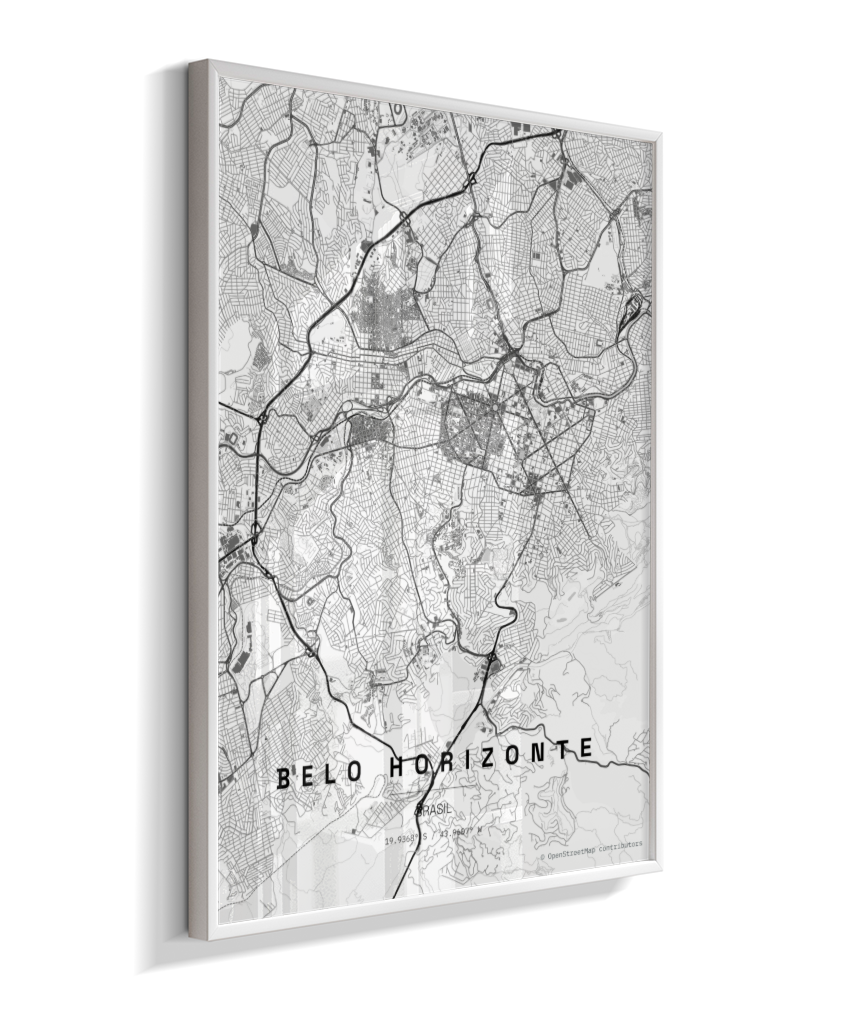 Quadro Mapa de Belo Horizonte - Vertical