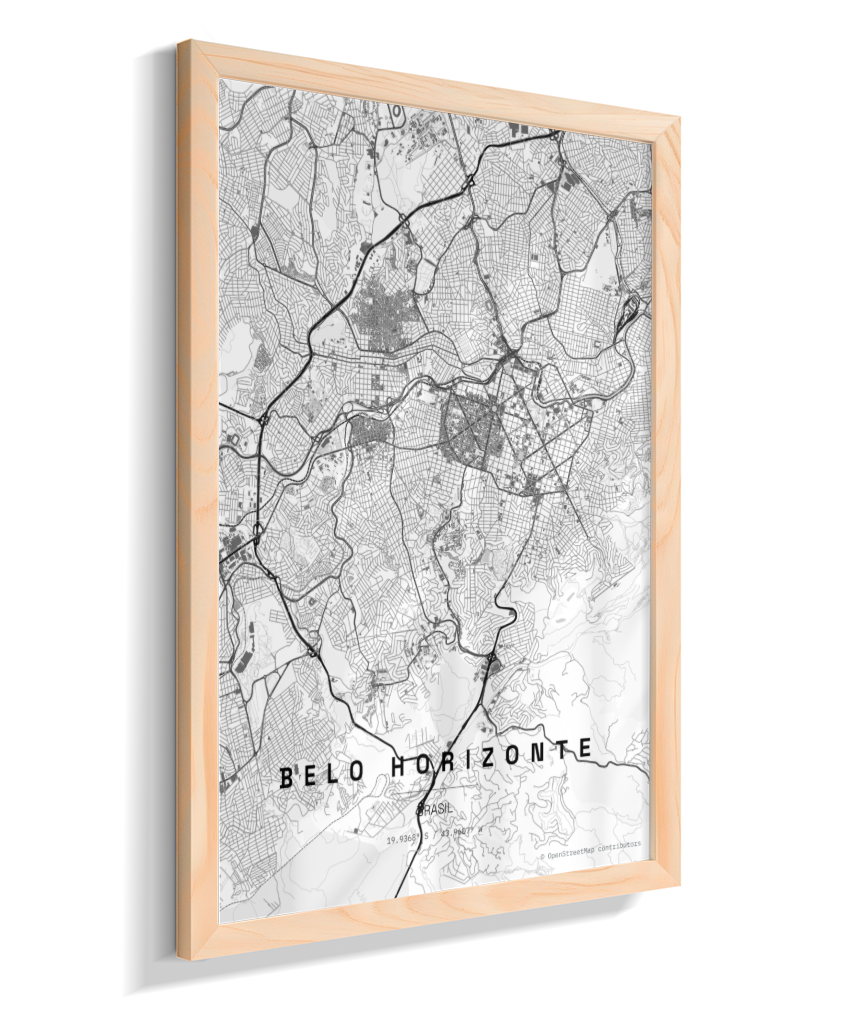 Quadro Mapa de Belo Horizonte - Vertical