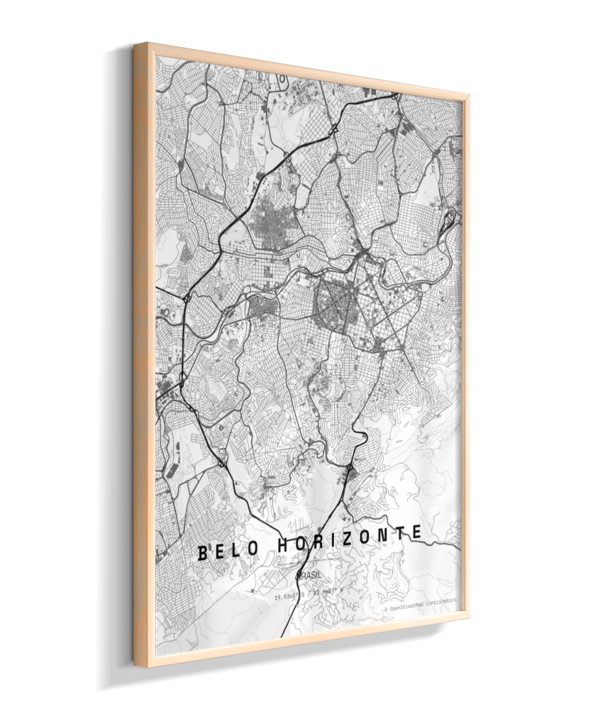 Quadro Mapa de Belo Horizonte - Vertical