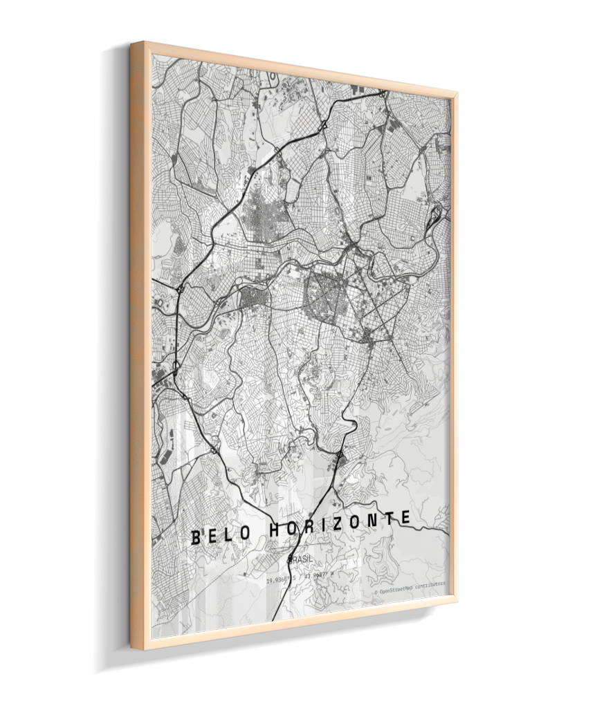 Quadro Mapa de Belo Horizonte - Vertical
