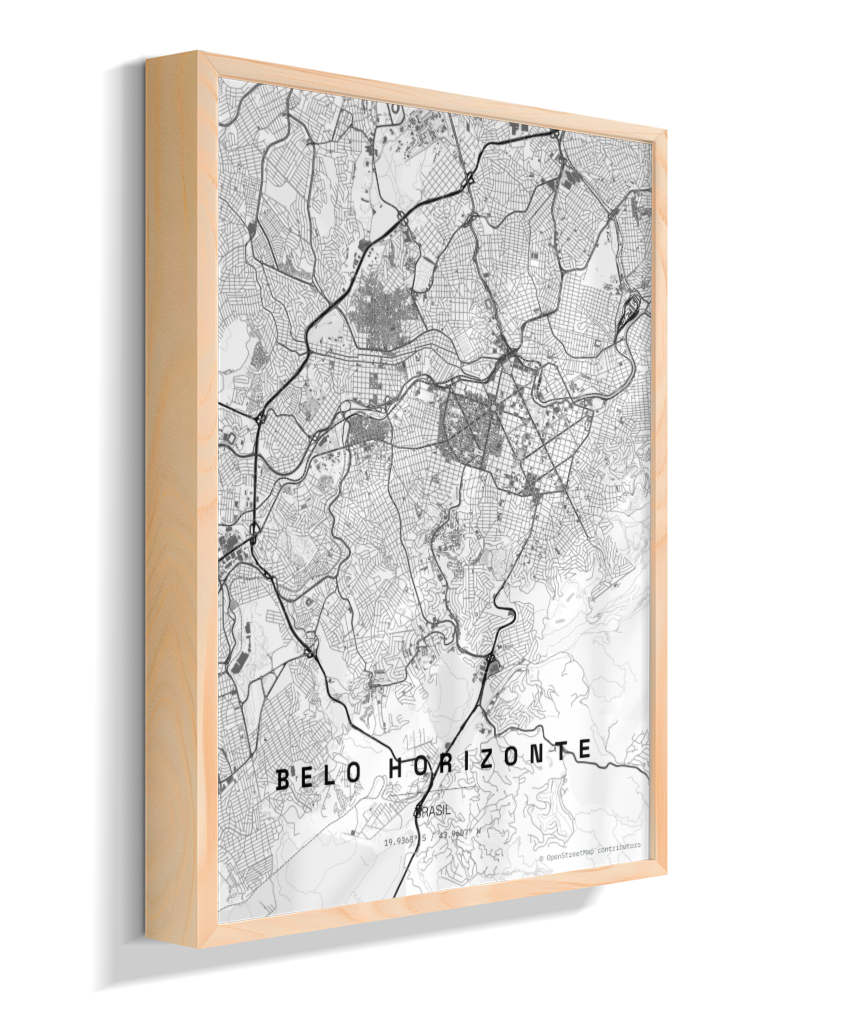 Quadro Mapa de Belo Horizonte - Vertical