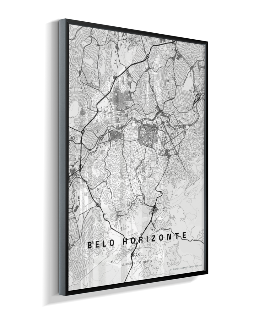 Quadro Mapa de Belo Horizonte - Vertical